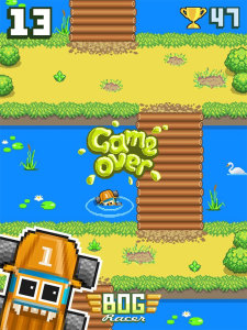 The inevitable end to most of our reviewer's runs with this game, dying in the swamp. Still, he loved it!