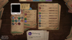 Leveling up your character is done based on how well you upgrade your home base. And the character screen is quite detailed, which is a nice RPG plus.