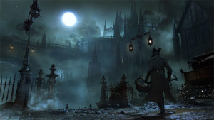 Moonlit night, check. Flagstone roads, check. Creepy fog, check. This must be Bloodborne.