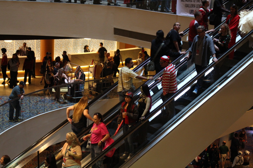 We found him! Waldo is always a popular cosplay, but this time, Marie was able to capture a shot of him surrounded by folks on an escalator. It's like a scene out of the books, and her favorite photo of DragonCon 2015.