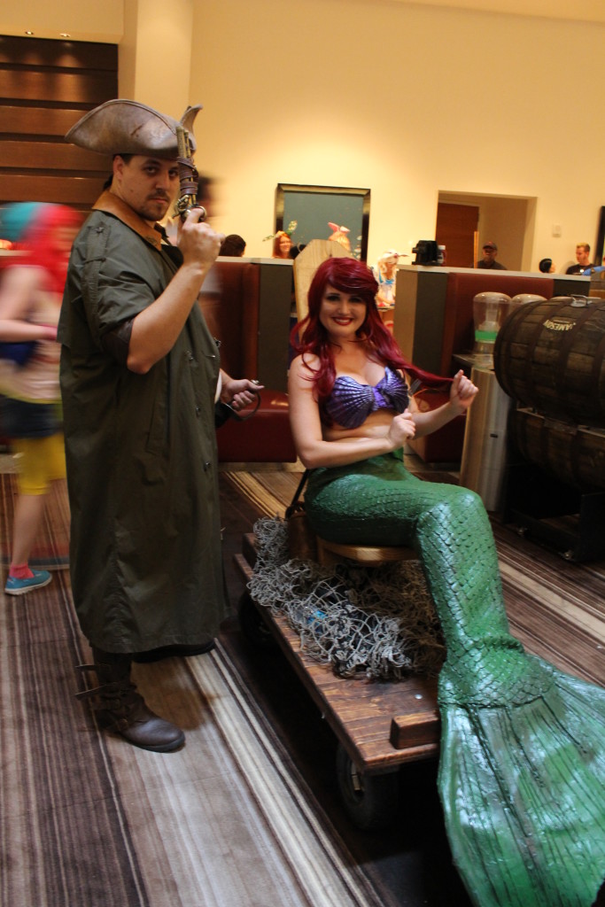 It's the Little Mermaid and her Pirate captor, or perhaps guardian. This was real dedication.