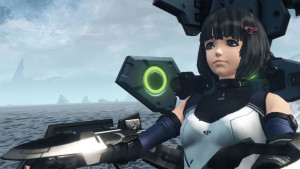 Pretty girl, check. Giant robot-like suit, check.