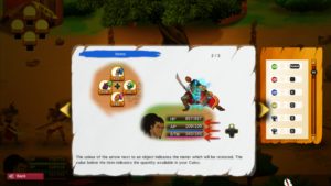 Before battles a combat guide is given to instruct the player on the controls and fighting techniques available.