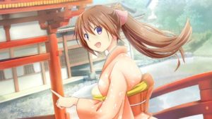 Sightseeing in Kyoto. The characters show actions and expressions.