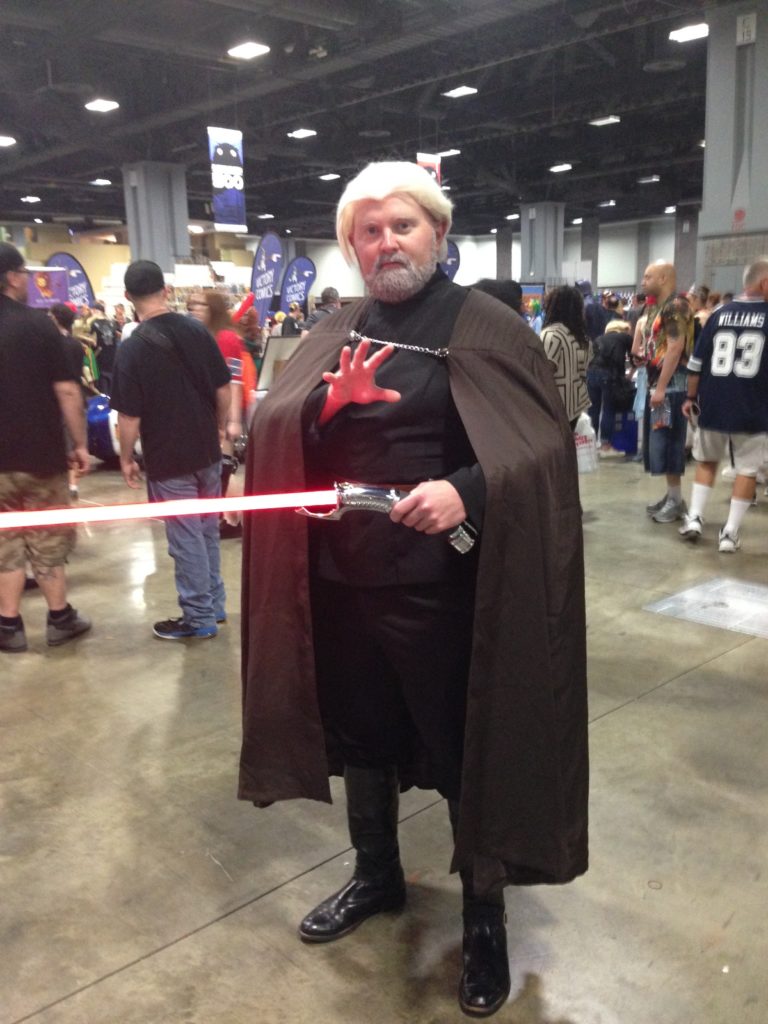Count Dooku from Star Wars. This cosplayer had the spirit of the character, really liked the addition of the lightsaber.