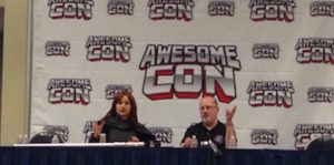 Getting ready for the Timothy Zahn Q & A session.