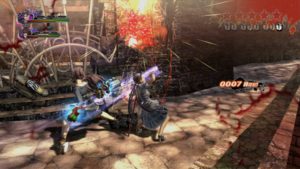 Players can switch between characters that use different weapons and combo moves. Saaya and Saki battling monsters.