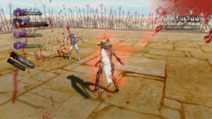 The blood bane sisters Aya and Saki can reach a berserk state. Aya in her berserk state ready to attack a zombie.
