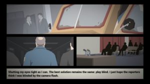 The main protagonist in the story is Jack Boyd. Here Jack is giving a news conference on his retirement as Freeburg's police chief.