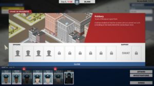 Throughout the day officers are sent to calls. Player must choose which officer is assigned to which call according to their strengths.
