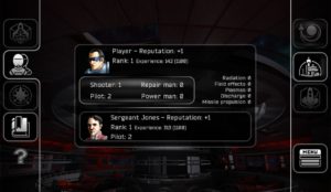A crew window in PlanCon. During the game the player represented as the first character can obtain crew members as long as they have the ship capacity.