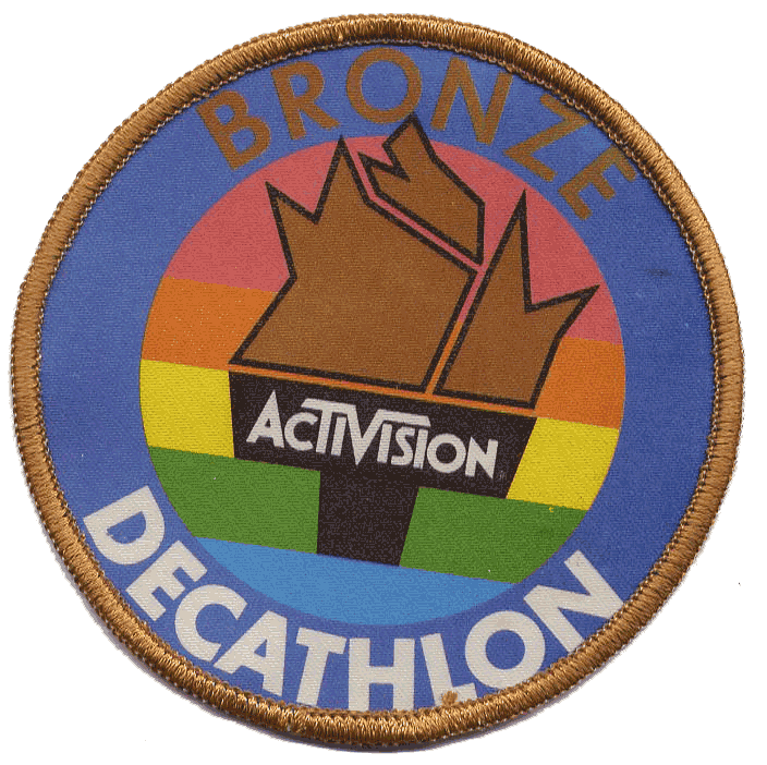 A famous Bronze Decathlon patch - more valuable than gold to kids in my neighborhood.