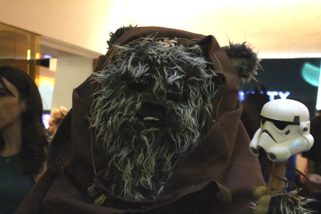 The Ewoks are powerful warriors. This one had a Storm Trooper head, or perhaps a Pez dispenser.