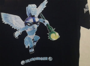 GiN's own unique hero charater, Humdinger, immortialized on a t-shirt. You can order ones for your own heroes too!