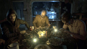 The Baker Family at dinner.
