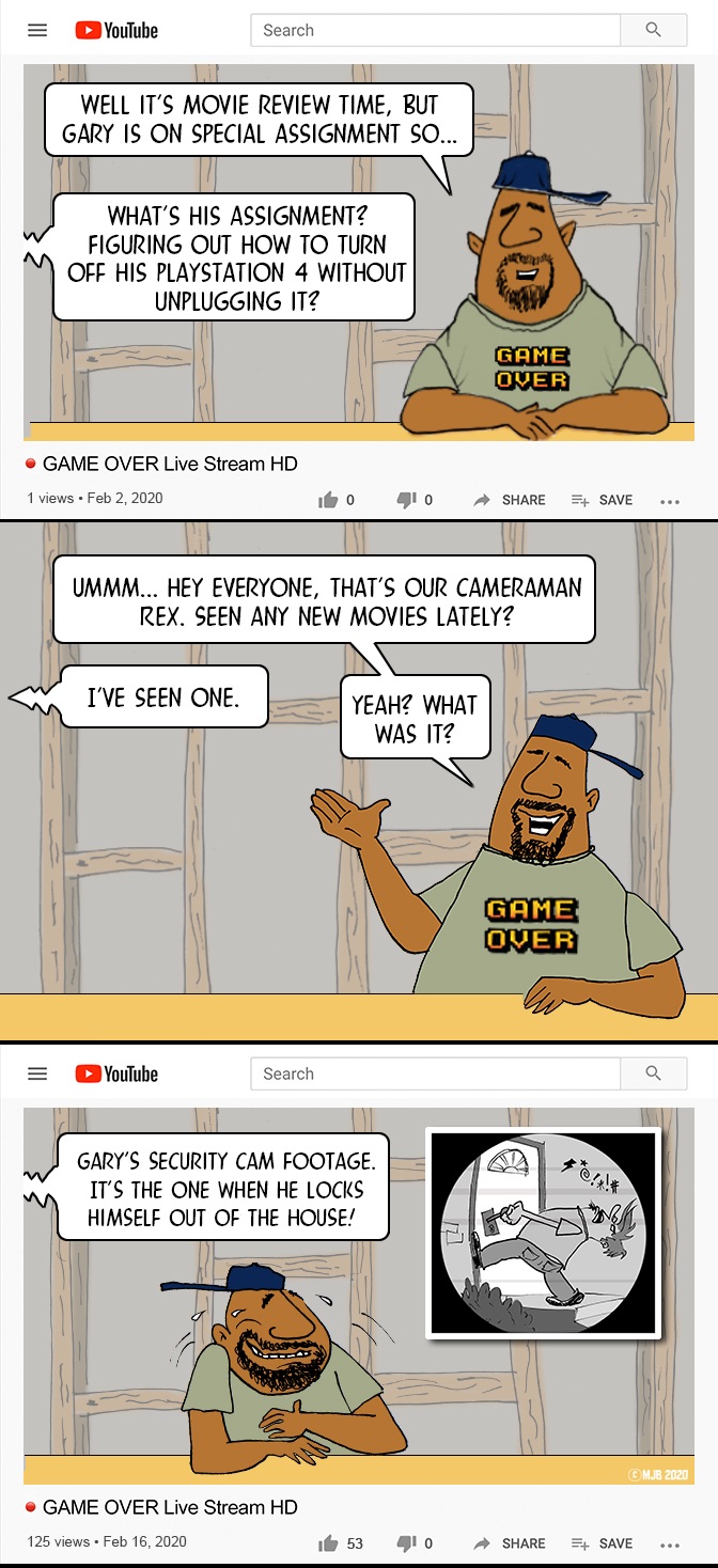 Game Over Podcast Cartoon It’s Movie Time!