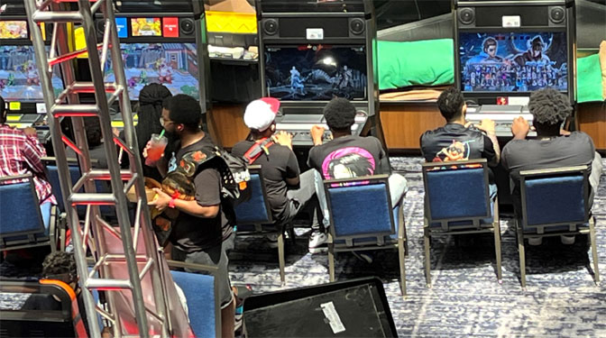 The gaming room at BLERDCON 2022 was always packed.
