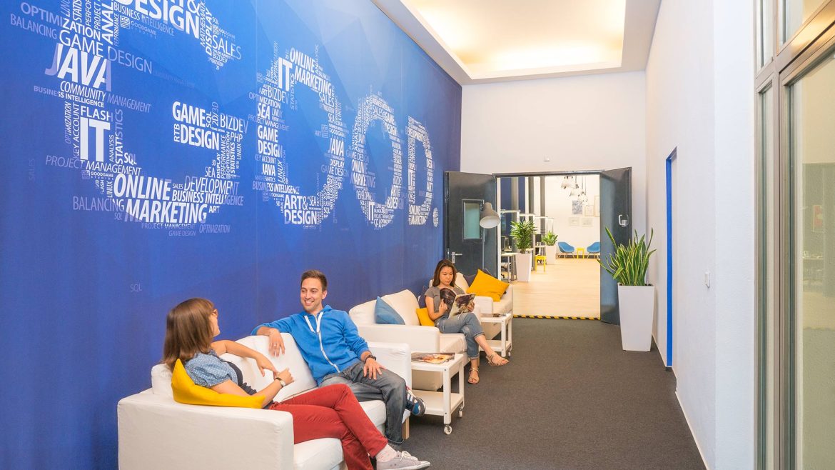 On of the cool hangout areas at Goodgame. There is also a pool and lots of game-playing spaces.
