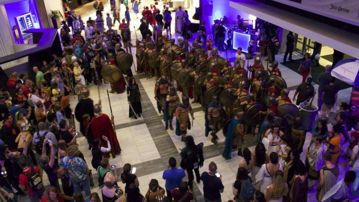Featured in our into picture, ALL of the the Spartans and Greeks attending DragonCon 2017 got together for a military parade.