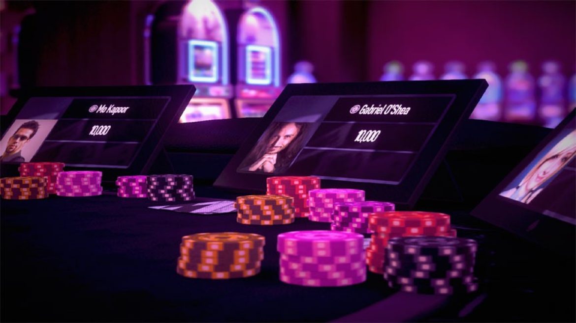 Although its just in the background, the view of the rest of the casino is typical from most poker rooms. Love the neon!