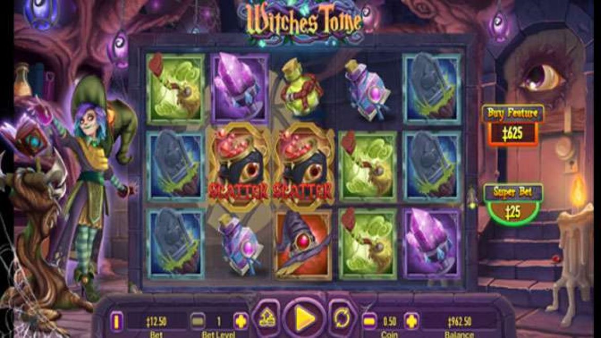 Design and interface of the Witches Tome slot